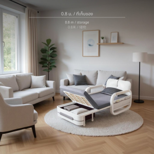 โซฟาห้องนั่งเล่น โซฟาพักผ่อน โซฟาเบดพับได้อเนกประสงค์ ขนาด 1.2ม. x 0.95ม. x 0.75ม. โซฟา ปรับ นอนได้ หนัง แท้ วินเทจ cushion sofa เบด เบต นอน หนา ทูอินวัน sofas indoor