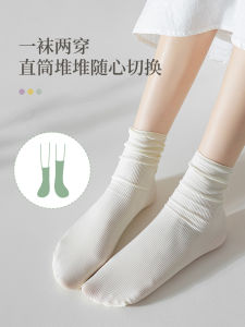 Ice Socks Womens Summer Bunching Socks Womens Summer Thin Tube Socks Summer Black and White Ice Silk Socks Spring & Fall Long Socks