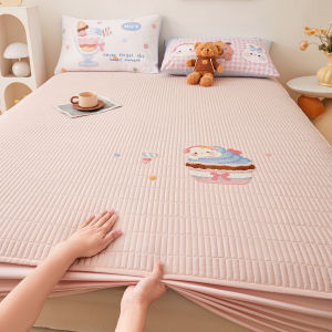 Cartoon Washed Cotton Bedding Protector Full Cover Non-Slip Three-Piece Set Single Piece New 2025 New Style Bed Canopy Cover