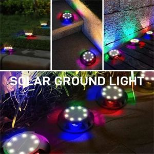 Lampu Taman Tancap Bulat Solar Panel 8Led+4Led Garden Solar Panel