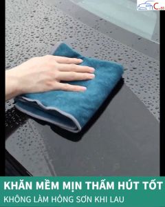 (34) Khăn Lau Rửa Xe Ô Tô San Hô Thấm Hút Tốt Nhanh Khô Màu Xanh Ngọc