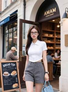 Áo thun nữ cổ bẻ phối dây kéo ôm body xinh xắn - Freesize 35kg - 60kg.