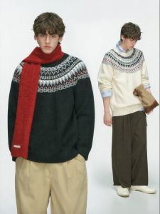 Áo Sweater Knit Vintage Ấm Áp Đôi