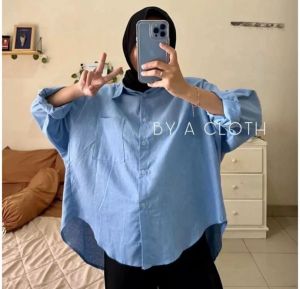 KEMEJA WANITA LINEN PREMIUM JUMBO SHIRT MODEL KOREAN