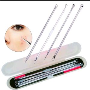 Set pinset komedo jerawat 4 pcs stainless anti karat untuk kecantikan dan kesehatan kulit.
