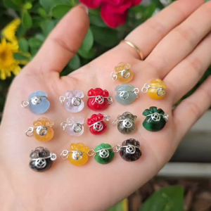 C86 Charm túi tiền các loại đá treo móc Bạc kim tiền dùng để mix vòng hạt vòng dây cáp - Phong Thuỷ TUDO