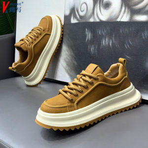 New 2025 Mens Breathable Low-Top Sporty Casual Shoes Trendy Dad Sneakers Soft Bottom Flats Comfortable round Toe PU Leather