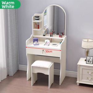 Dressing Table with Sliding Mirror and Lock Modern Minimalist