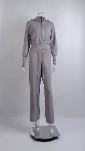 Autumn Winter Womens Knit Coats Zip Up Cardigan Pants Set Trendy Slim Fit Chic Commuting Sweater 2 Piece Sets Womens Outfits