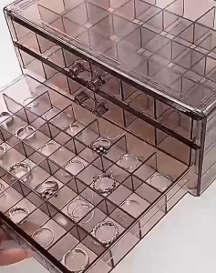 Rak Laci Mini 72 Sekat 3 Tingkat Transparan Kotak Perhiasan Cincin Kalung Anting Serbaguna / Jewelry Box 3 Laci kotak penyimpanan acrylic Cocok untuk anting-anting kalung dan semua jenis perhiasan