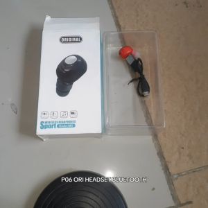 P06 ORI HEADSET BLUETOOTH 5.0 SINGLE Bluetoot MINI In Ear Wireless Stealth Sport HANDSFREE BT BF BLU