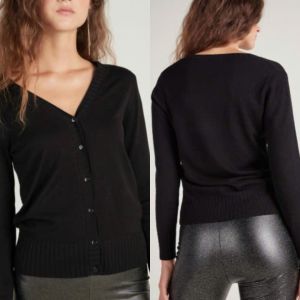 Áo len cardigan nữ hiệu Te/ze/nis cổ chữ V chất len đanh mịn mềm đẹp co giãn tốt size S/M