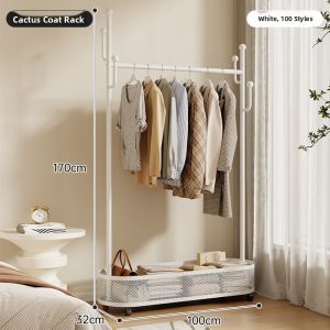 Portable Free-Standing Bedroom Clothes Rack Multi-Functional Hanging Coat Stand Integrated Drying Rack Simple Modern Style Metal