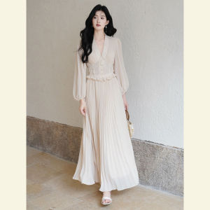 SHANGSHA | Elegant Lady-style Peach-beige Dress Suit