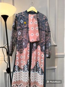 GAMIS SHAFIRA SET HIJAB SEGIEMPAT Gamis Dewasa Terbaru Crinkle Mix Ceruty Motif