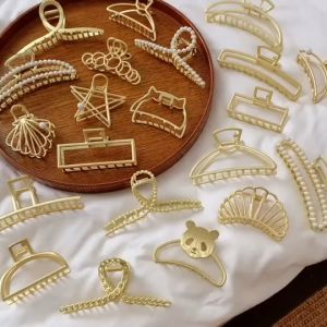 Korea hair clip sempit rambut Shark Clip Metal Clip Hair Accessories pearl hair clip