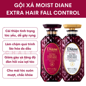 Gội xả Diane kiểm soát tóc rụng và phục hồi Moist Diane Extra Hair Fall Control Shampoo 450ml Nhật