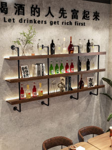 Industrial Style Wall Mounted Wine Rack Barbecue Restaurant Living Room Iron Art Storage Shelf Bookcase Bar Counter Shelf