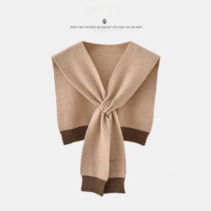Spring Autumn Knitted Small Shawl Womens Outerwear Fashionable Versatile Air Conditioned Room Green Shoulder Pad Fake Collar Skirt