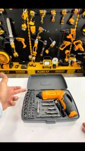 KEELAT 38Pcs Cordless Electric Screwdriver Drill Speed Control Drilling Power Tool Hand Drill Rechargeable Pemutar Skru Machine Repair Screw Driver