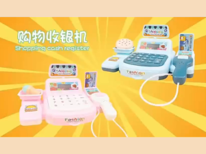 Simulated Cash Register Toy for Boy Girl Kids Shopping Role Play Toy with Scanner Calculator Money