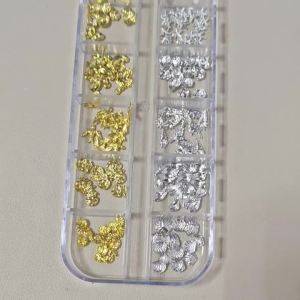 12Grid 3D Starfish Shell Metal Rivet Nail Charm Gold Silver Jellyfish Conch Seahorse Alloy Stud Rhinestone Manicure Decoration