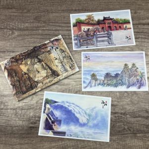 Bộ 10 Thiệp Bưu Điện Vẽ Tay Tham Quan Luoyang Laojun Mountain White Horse Temple Travel Souvenir Gift Card Scenic Spot