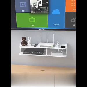 Wall mounted non perforated TV set-top box rack and living room/bedroom router DVD storage box shelf