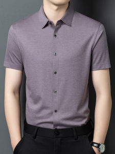 J&FO | Breathable Short Sleeve Mens Summer Business Leisure Cotton Silk Shirt