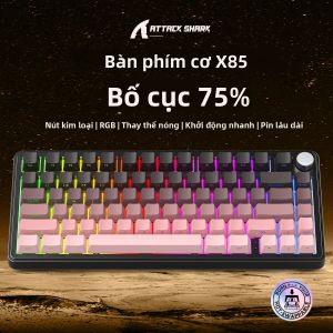 ATTACK SHARK X85 RGB Bàn Phím Cơ Khắc Gradient PBT Bàn Phím Cơ 3 Chế Độ Có Núm Điều Khiển Đa Phương Tiện Bằng Hợp Kim Nhôm Bluetooth Máy Tính Để Bàn Không Dây Máy Tính Xách Tay Máy Tính Bảng Tương Thích