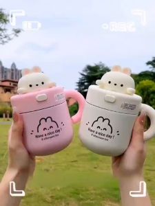 1 ชิ้น แก้วกาแฟเก็บความร้อนสำหรับเครื่องดื่มร้อนเย็น น้ำ ชา นม แก้วเก็บความร้อน แก้วสแตนเลสพร้อมฝาฟาง ขวดพกพา