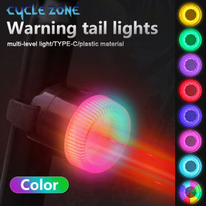 Colorful Bicycle Taillight LED Warning Rear light Type-C Charging 8 modes Tail Lights for Night Riding Cycling Accessories