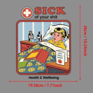 1Pc Vintage Sick Kid: Sassy Health-Themed Design Iron-On Transfers Sticker For T-Shirts DIY Heat Transfer For Clothes Stickers
