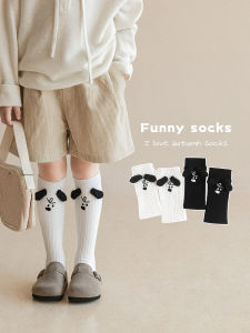 Korean Style Pure Cotton Childrens Mid-Calf Socks with Cute Dog Ears Long Tube Socks for Boys And Girls Baby Trendy Socks