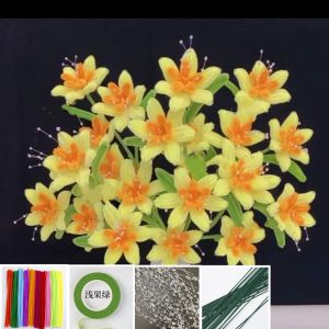 Bó Hoa Thủ Công Giả Chocolate Lily Material Kit Dành Cho Bạn Bè Quà Tặng Cưới Dọn Dẹp Đổi Nhà Hoa Giả Hydrangea Gerbera Carnation