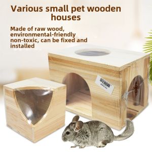 Squirrel Hamster Wooden House Guinea Pig Dutch Pigsty Guinea Pigs Totoro Wooden House Fixed Wooden House Log Caveolae
