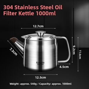 Korade | Stainless Steel Filter Oil Can with Filter Large Capacity Household Oil Storage Container