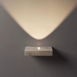 Yellow Travertine Wall Light Wabi-Sabi Marble LED Sconce for Bedroom Bar Hotel Modern Minimalist Ambient Lamp Fixture Home Decor