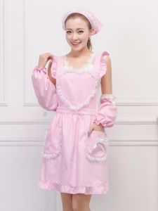 ชุดผ้าคลุมไหล่รูปหัวใจสไตล์เกาหลีสุดน่ารักสำหรับผู้หญิง ชุดครัวแบบสวมใส่ได้หลายครั้ง ป้องกันการเปื้อน