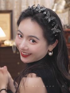 Butterfly Flower Language Hairband 2025 Super Fairy New Model Shiny Wave Scissors Hairband High Forehead Headwear Accessories