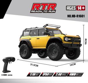 HB R1601 Rc Crawler 1/16 Rc Car 4WD RTR with Led 2.4g Electric Remote Control Rock Buggy Climbing Off-Road Vehicle Rc Cars Toys
