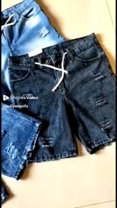 Celana Jeans Pendek Denim Distro Pria Motif Sobek Shortpants UK
