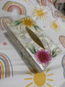 Capiz Tissue Box (RECTANGLE) with Flower design