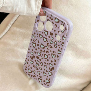 Cute Heart Leopard Print Phone Case For iPhone 17 18 Pro Max 16 13 12 11 14 15 Pro Max Soft Silicone Shockproof Cover Fundas