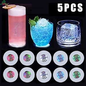 5pcs Luminous Bottle Stickers Lights LED Coaster Lamps for Xmas Bar KTV Wedding Party Cocktail Drink Cups Vase Decor 6cm