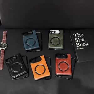 szhaiyu | Luxury PU Leather Folding Magnetic Phone Case for IPhone Duo Fold for Magsafe Protective Shockproof Back Shell Cover