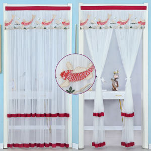 ม่านประตูลูกไม้ป้องกันยุงแบบไม่ต้องเจาะ ครึ่งตัว สำหรับห้องนอนและครัว ผ้าไนลอน ฤดูร้อน 2021 ดีไซน์ใหม่ ม่านกาว