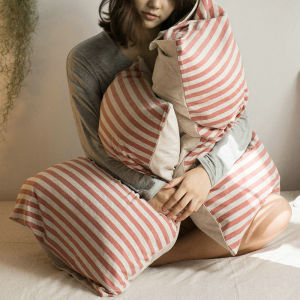 Japanese-Style Cotton Single Jersey Cotton Pillowcase Solid Color Striped Knitted Cotton Single All Cotton Pillowcase 48x74cm 2 Pairs