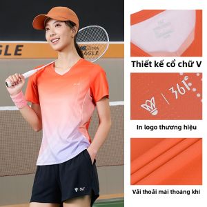 361° | Áo Thun Thể Thao Nữ In Họa Tiết Cổ V Ôm Sát Thoáng Khí Chống Thấm Nhanh