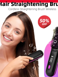 Cordless Hair Straightener Brush Ionic Frizz Control Fast Heating Portable Styling Tool for Smooth & Shiny Hair Wireless
